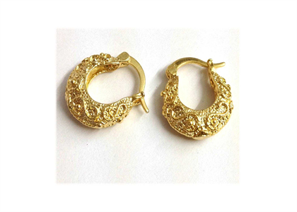 Gold Plated | Basket Hoop Earrings
